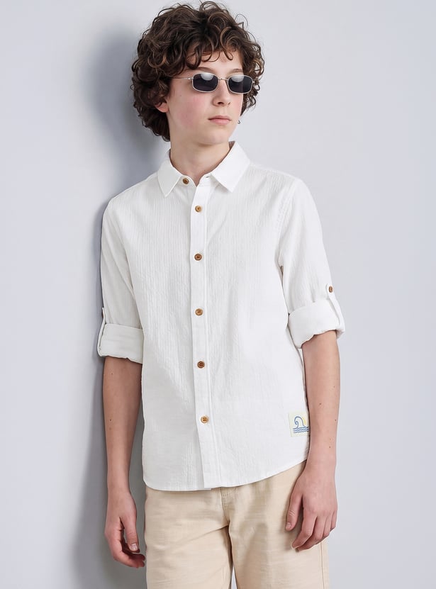 FAME FOREVER Boys Embroidered Shirt