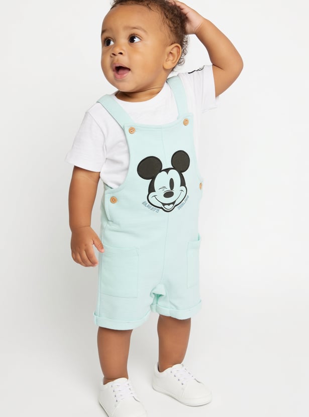 FAME FOREVER Boys Mickey Mouse Dungaree with T-shirt