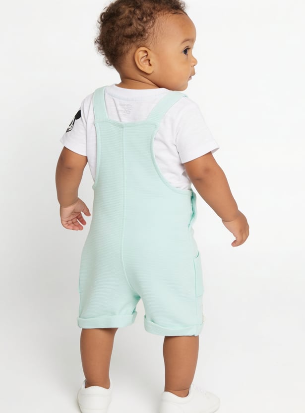 FAME FOREVER Boys Mickey Mouse Dungaree with T-shirt