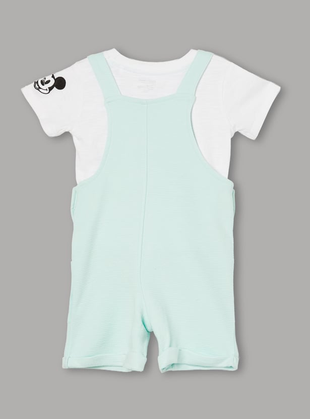 FAME FOREVER Boys Mickey Mouse Dungaree with T-shirt