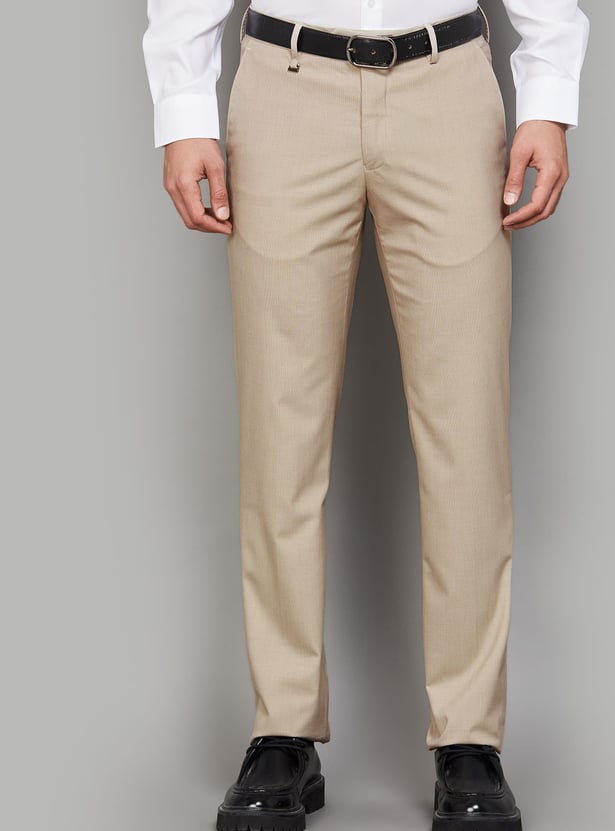 VAN HEUSEN Solid Slim Straight Formal Trousers
