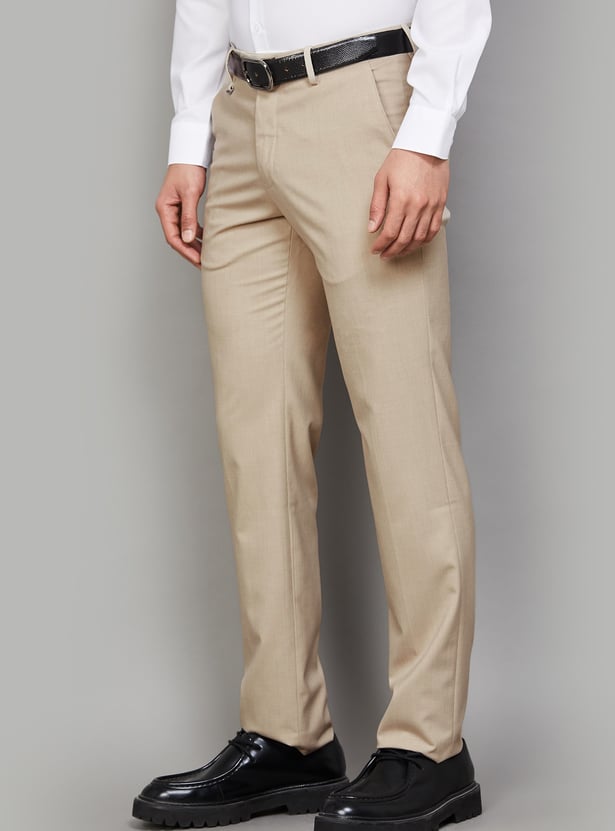 VAN HEUSEN Solid Slim Straight Formal Trousers