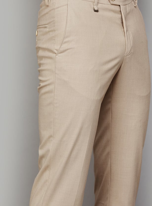 VAN HEUSEN Solid Slim Straight Formal Trousers