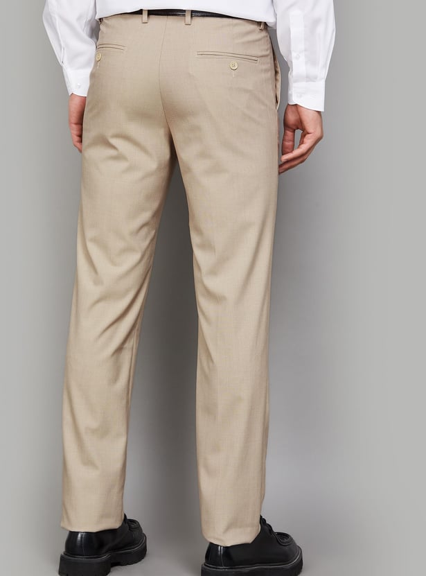 VAN HEUSEN Solid Slim Straight Formal Trousers