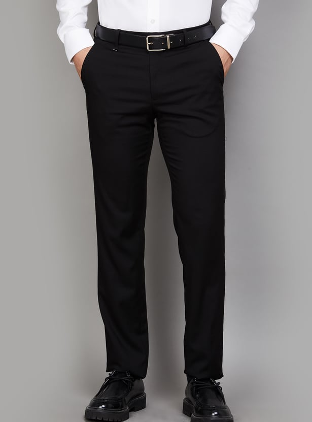 VAN HEUSEN Solid Slim Fit Formal Trousers