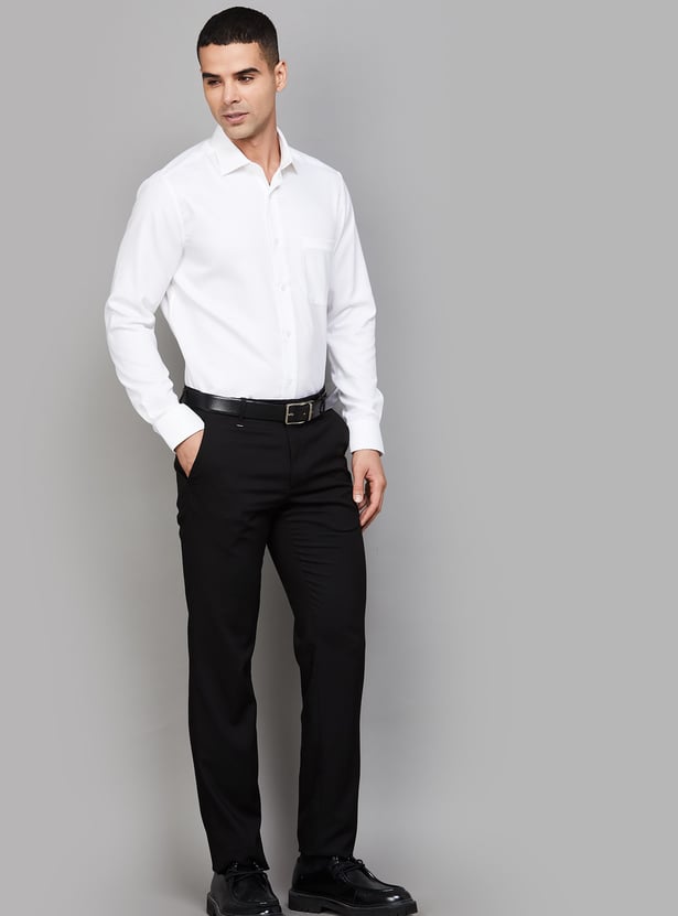 VAN HEUSEN Solid Slim Fit Formal Trousers