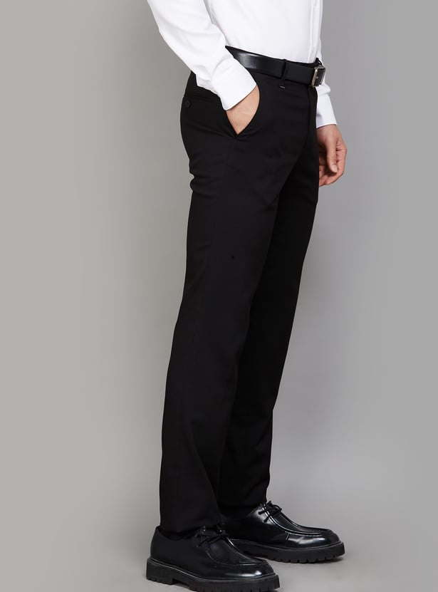 VAN HEUSEN Solid Slim Fit Formal Trousers