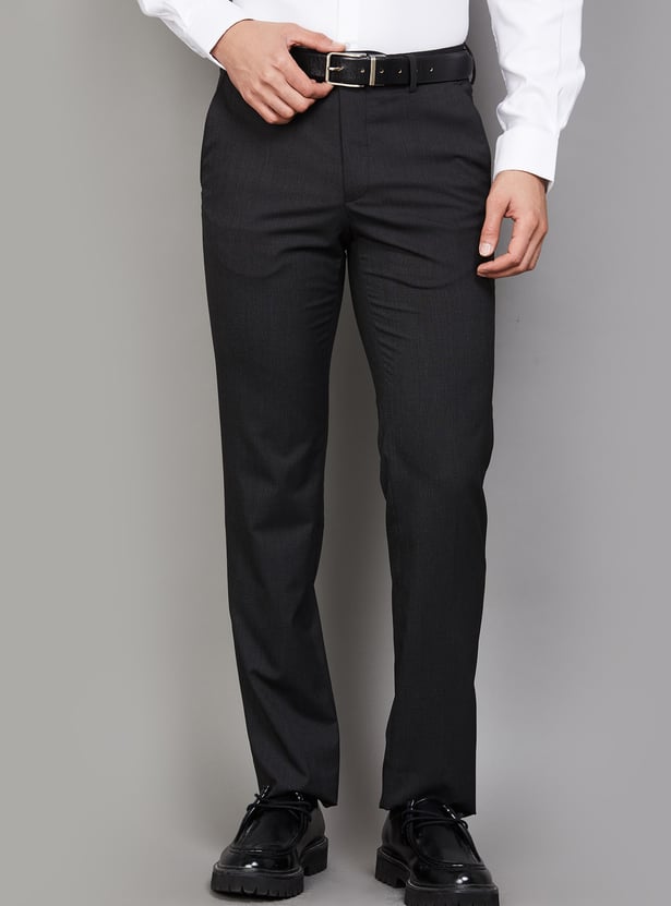 VAN HEUSEN Solid Slim Fit Formal Trousers