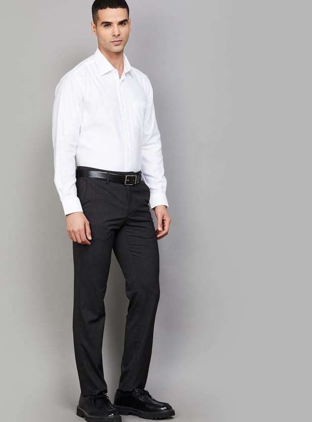 VAN HEUSEN Solid Slim Fit Formal Trousers