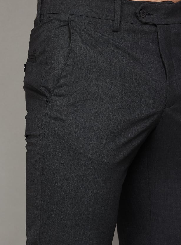 VAN HEUSEN Solid Slim Fit Formal Trousers