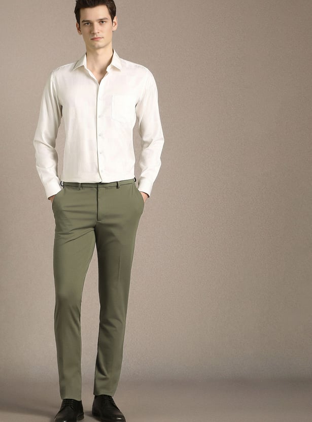 LOUIS PHILIPPE Solid Slim Straight Formal Trousers