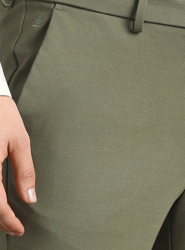 LOUIS PHILIPPE Solid Slim Straight Formal Trousers