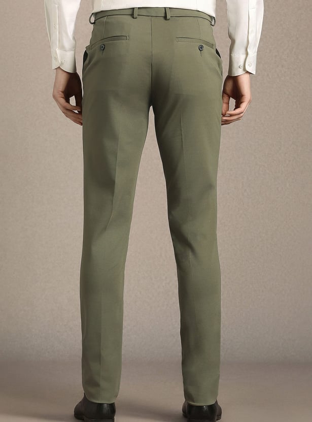 LOUIS PHILIPPE Solid Slim Straight Formal Trousers