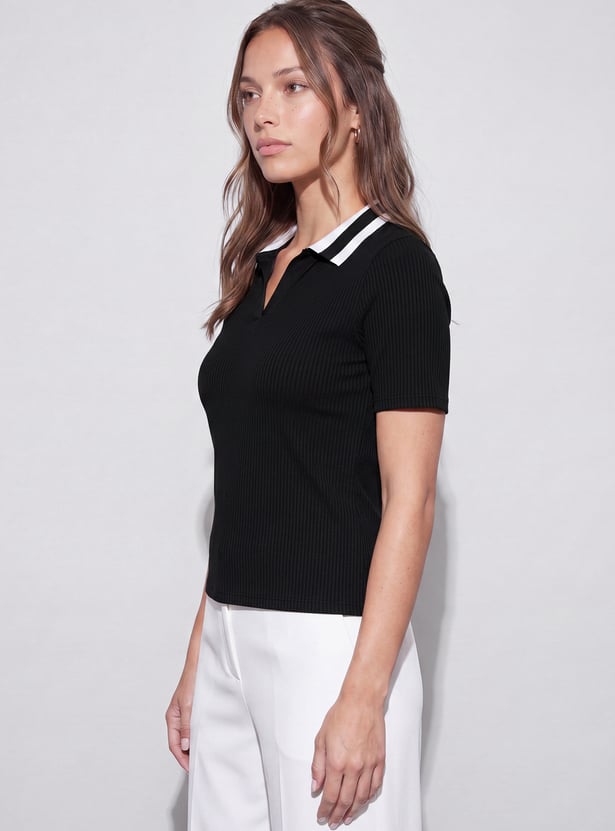 CODE CLASSIC Ribbed Collared Top