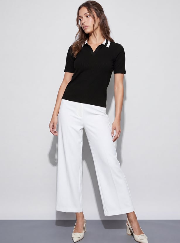 CODE CLASSIC Ribbed Collared Top