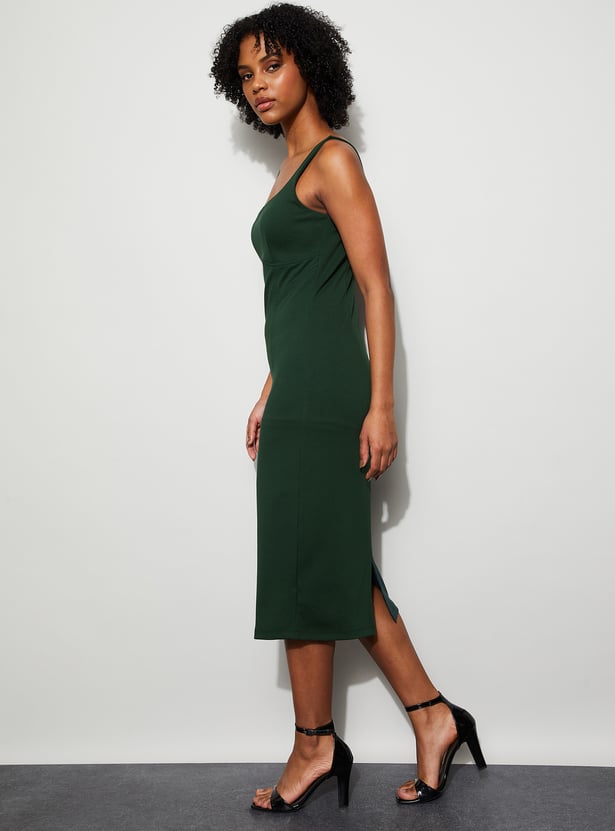 GINGER Bodycon Midi Dress with Square Neck