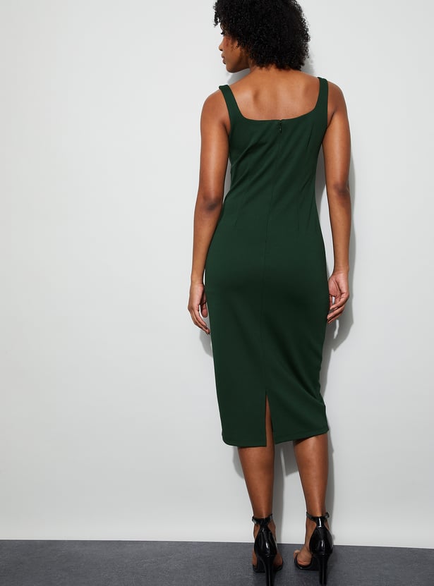 GINGER Bodycon Midi Dress with Square Neck