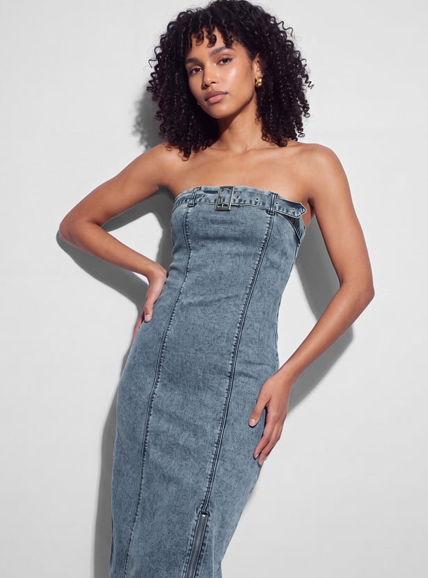 GINGER Belted Bodycon Midi Dress
