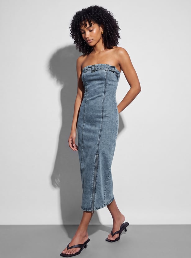 GINGER Belted Bodycon Midi Dress