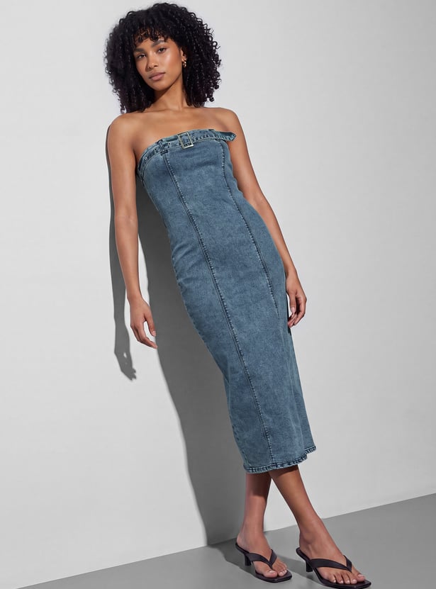 GINGER Belted Bodycon Midi Dress