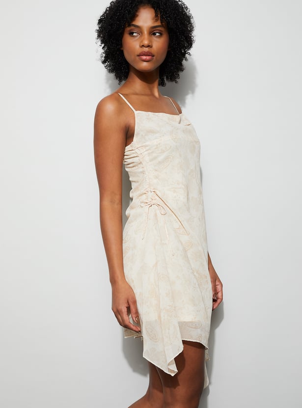 GINGER Paisley Print Asymmetric Dress