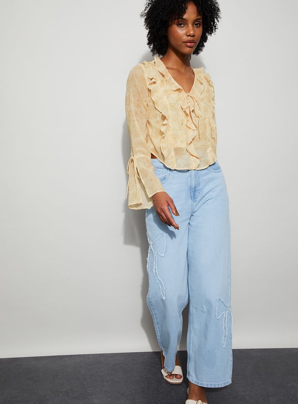 GINGER Paisley Tie-Up Crop Top