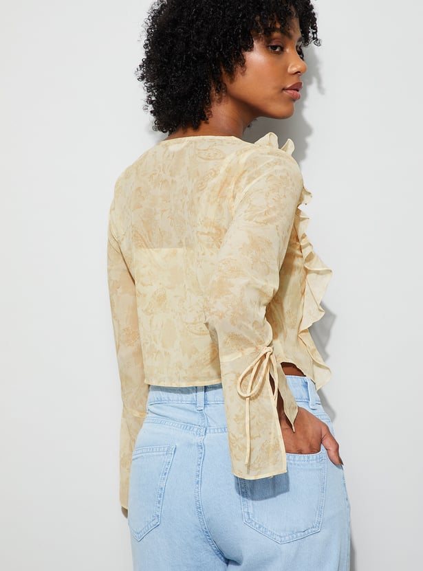 GINGER Paisley Tie-Up Crop Top