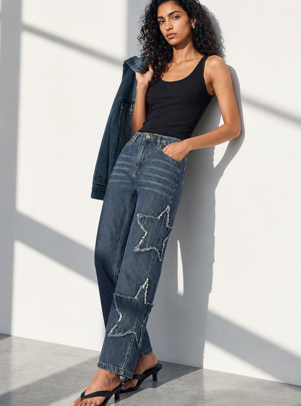 GINGER Distressed Woven Jeans
