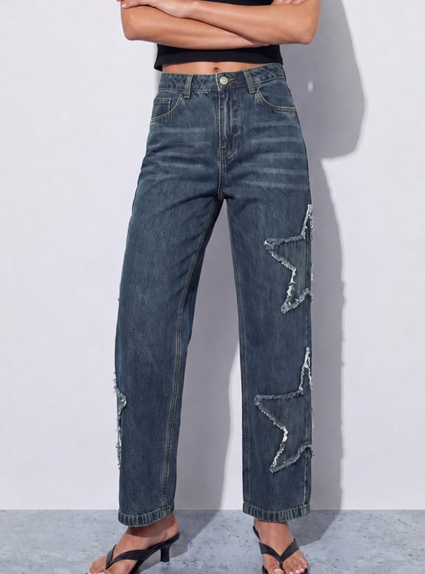GINGER Distressed Woven Jeans