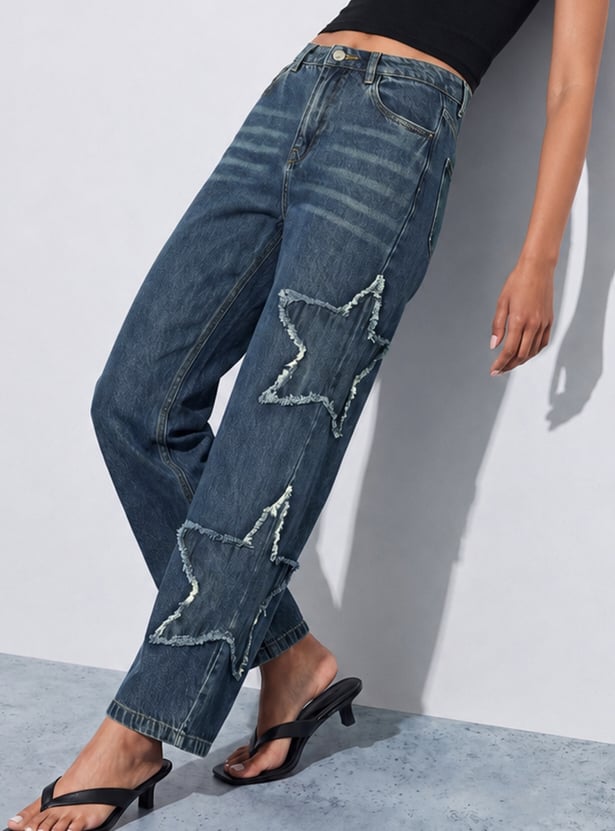 GINGER Distressed Woven Jeans