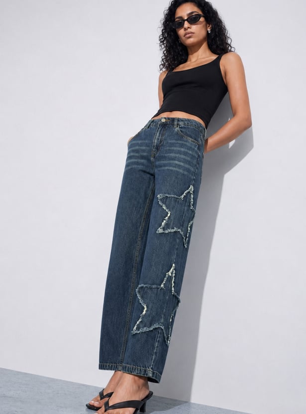 GINGER Distressed Woven Jeans
