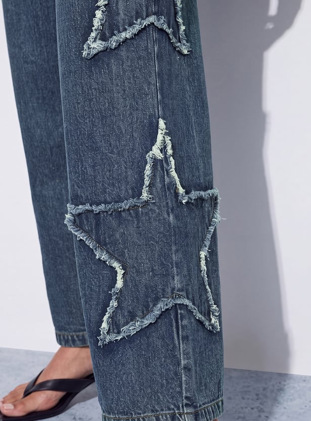 GINGER Distressed Woven Jeans