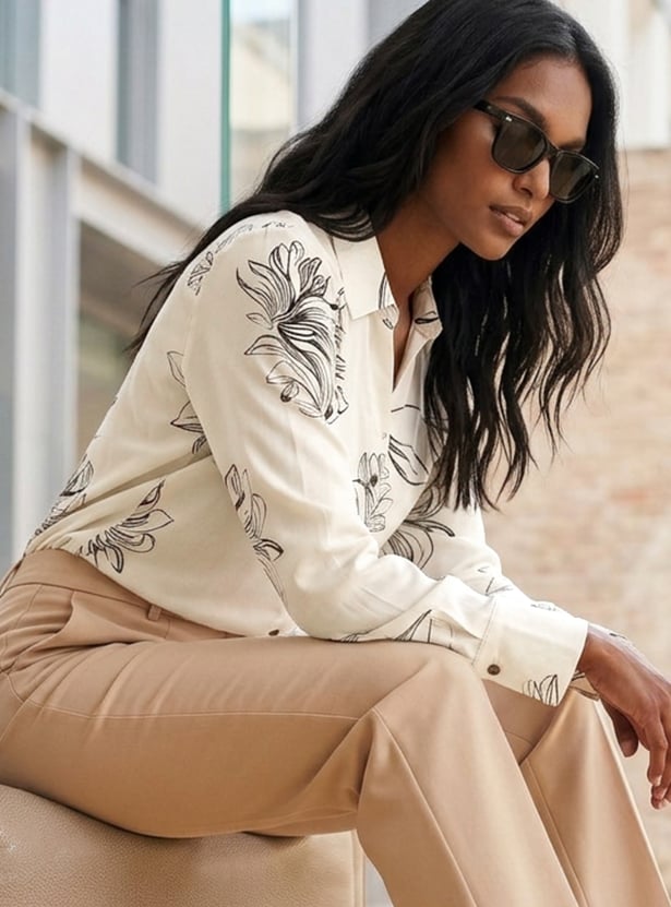 CODE Floral Print Regular Shirt