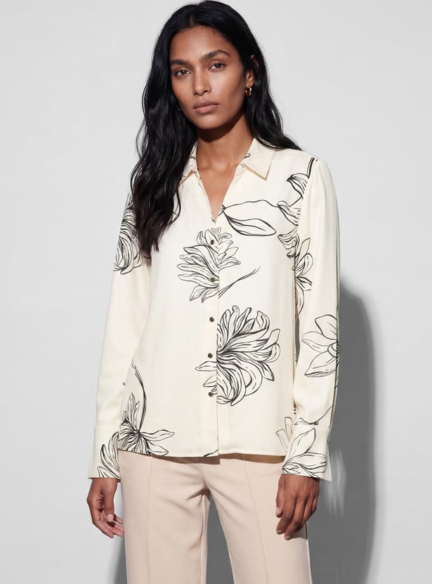 CODE Floral Print Regular Shirt