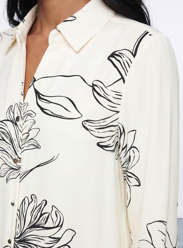 CODE Floral Print Regular Shirt