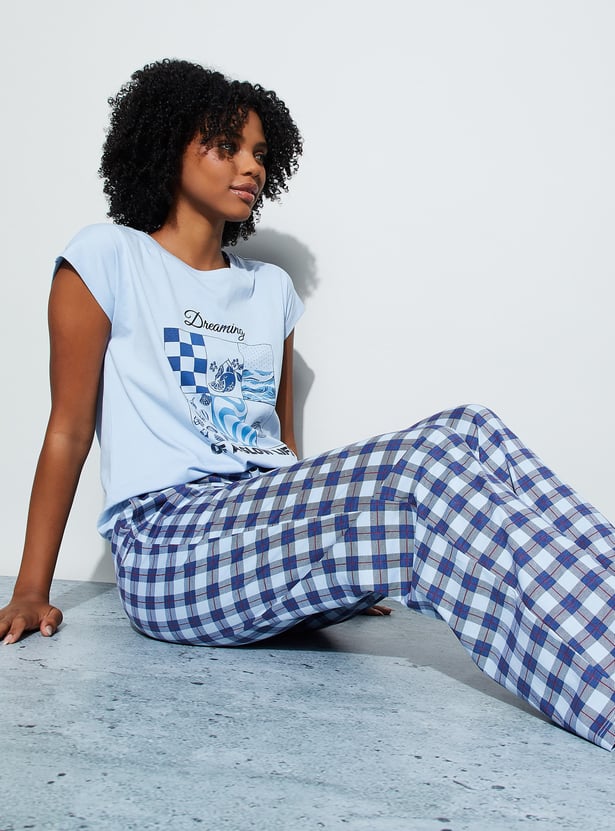 GINGER Checked Elasticated Pyjamas