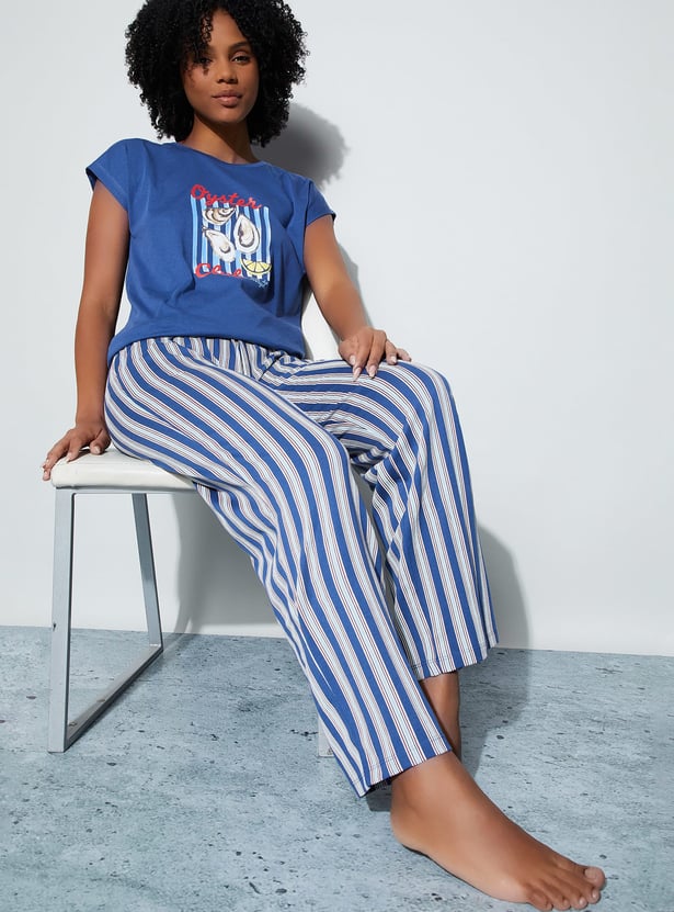 GINGER Striped Elasticated Pyjamas
