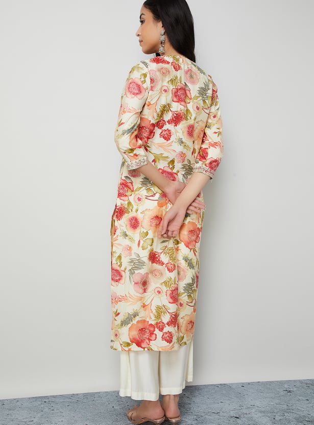 MELANGE Floral Print Straight Kurta