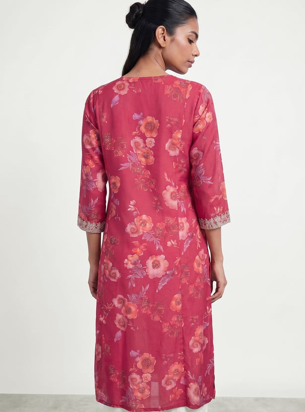 MELANGE Floral Print Straight Kurta