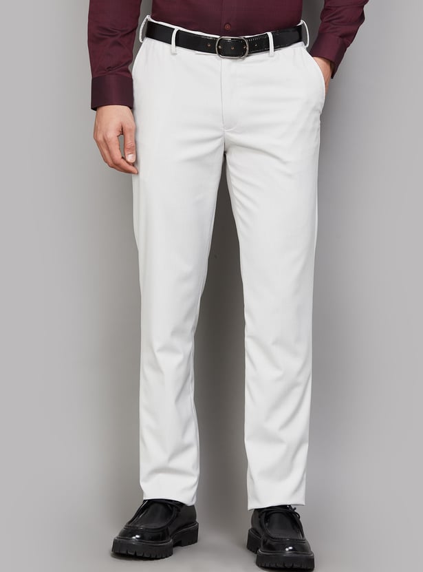 LOUIS PHILIPPE Solid Slim Straight Formal Trouser