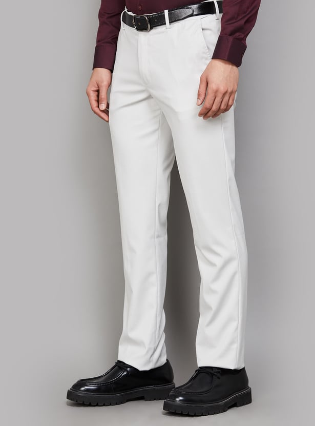 LOUIS PHILIPPE Solid Slim Straight Formal Trouser