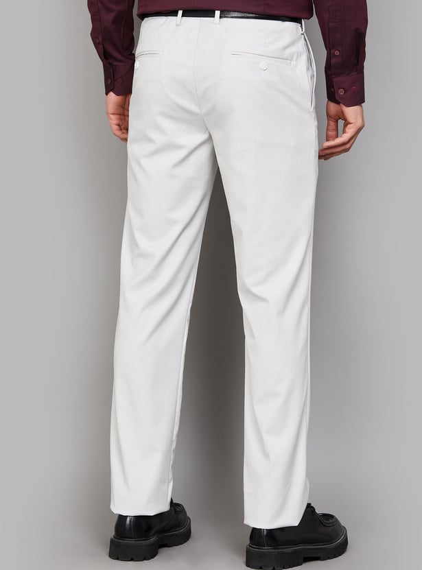 LOUIS PHILIPPE Solid Slim Straight Formal Trouser