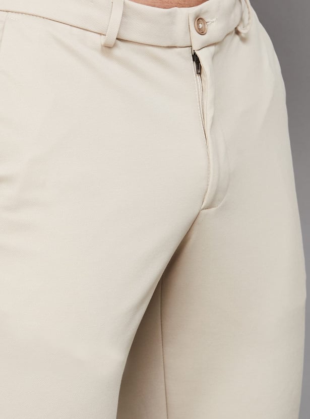 LOUIS PHILIPPE Solid Slim Tapered Formal Trousers