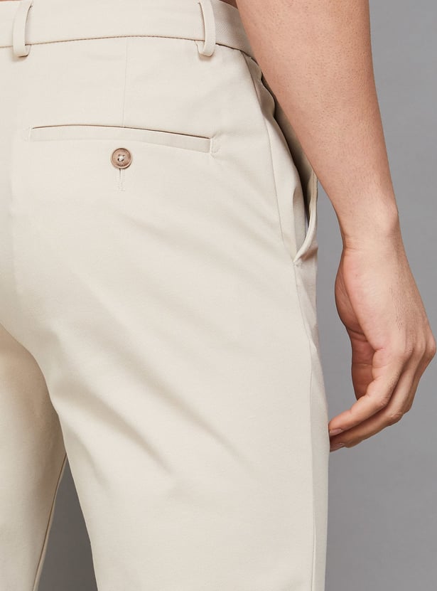 LOUIS PHILIPPE Solid Slim Tapered Formal Trousers