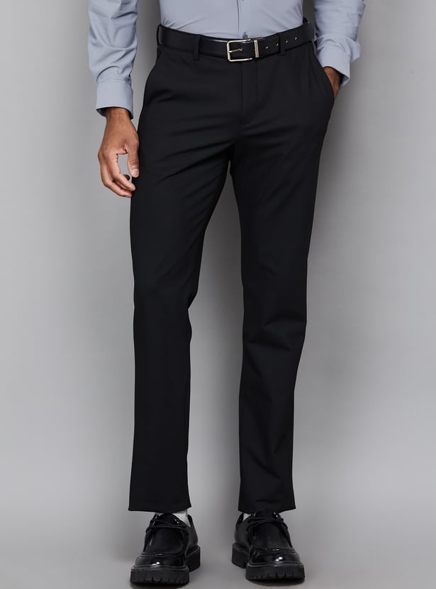 LOUIS PHILIPPE Solid Slim Straight Formal Trousers