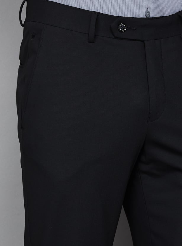 LOUIS PHILIPPE Solid Slim Straight Formal Trousers