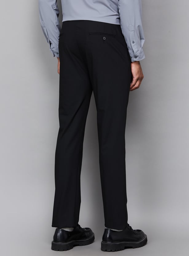 LOUIS PHILIPPE Solid Slim Straight Formal Trousers