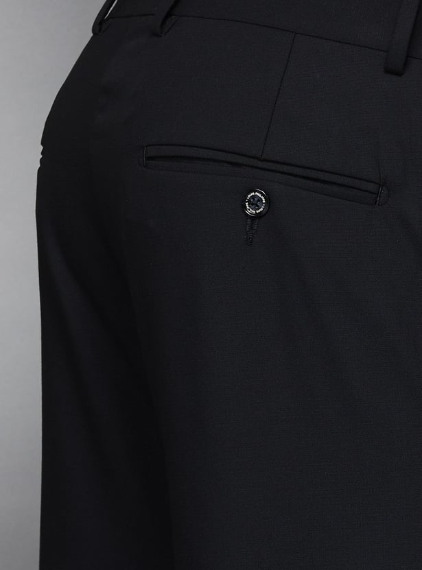 LOUIS PHILIPPE Solid Slim Straight Formal Trousers