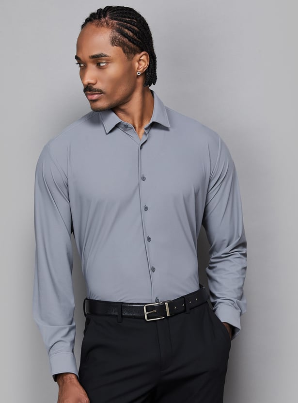 VAN HEUSEN Textured Knit Slim-Fit Formal Shirt