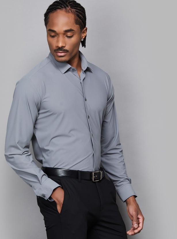 VAN HEUSEN Textured Knit Slim-Fit Formal Shirt